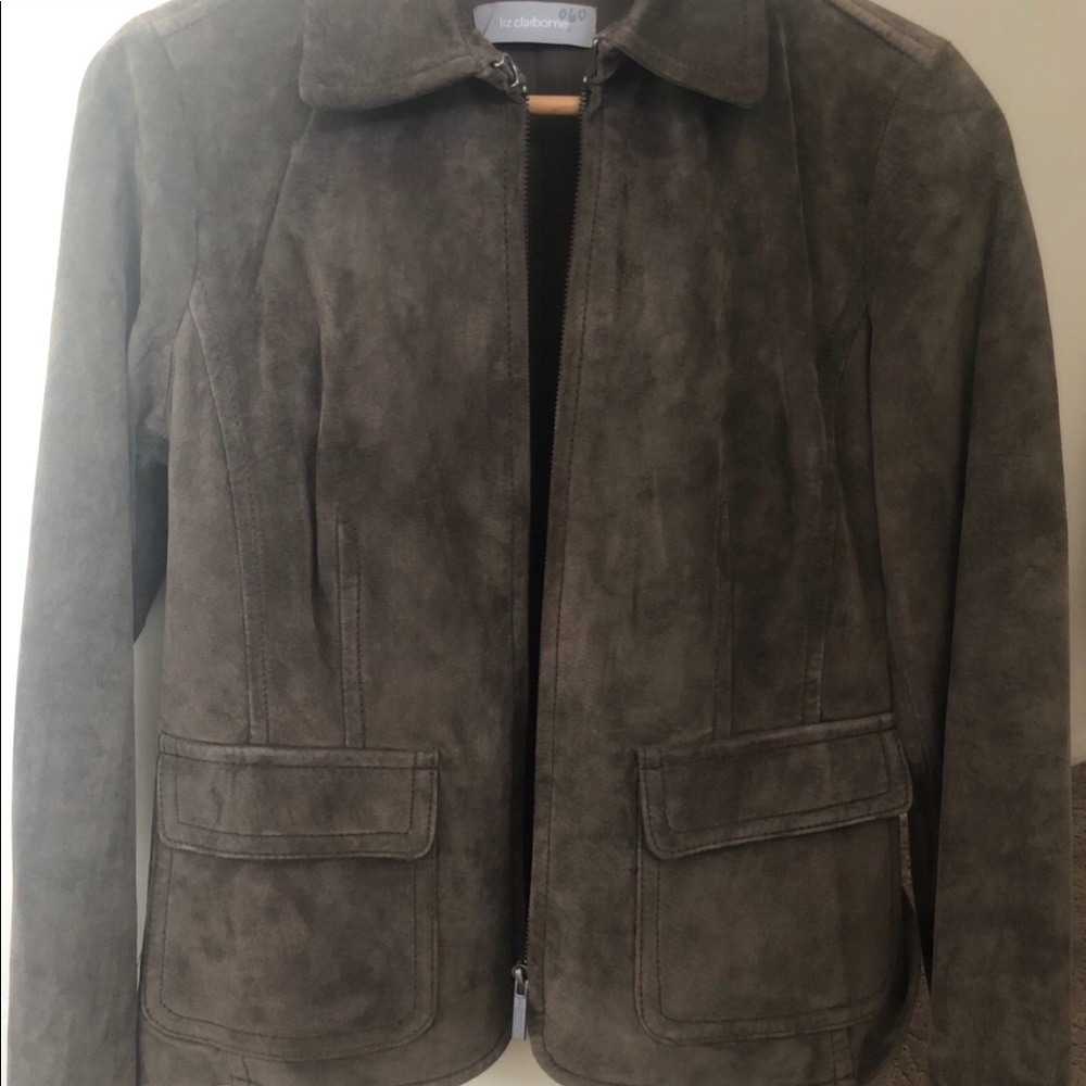 Liz Claiborne brown suede leather jacket sz S/P